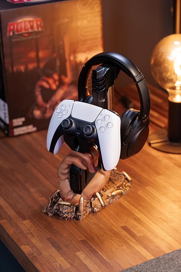 Exclusive Gaming Controller Holder & Headset stand figure for GTA VI and Call of Duty and Fortnite Gaming Room Decor | Staff Room accessories For PC PlayStation & Xbox | Shooter Decor | Present For Gamers Adults Kids Accessories