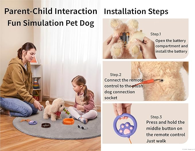 Froplay Robot Dog 2026 Froplay Puppy Interactive Robot Dog Toy with Touch Sensing, Voice Mimic, Lifelike Sounds, Tongue & Licking Actions, Leash Remote, Soft Fur – Battery Powered (Khaki - A)