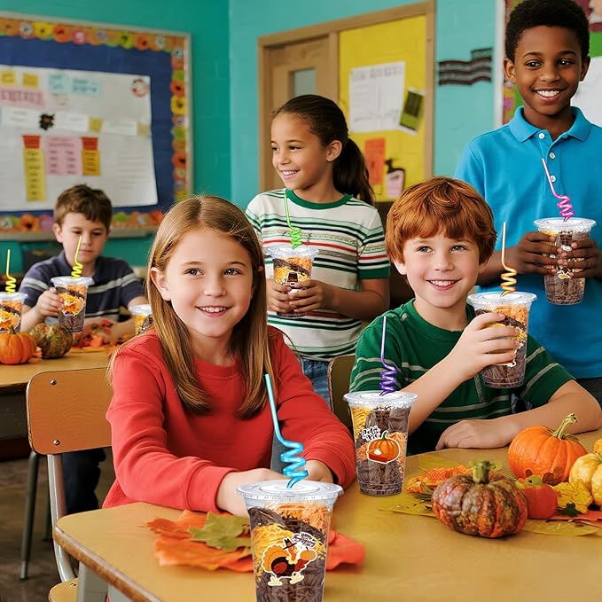 Qinyoung 24 Set Creative Thanksgiving Classroom Gifts for Student Kid Thanksgiving Fall Gift Cups for Candy Treats Snack Toy Fall Harvest Party Favor Autumn Class Favor Teacher School Classroom Prizes