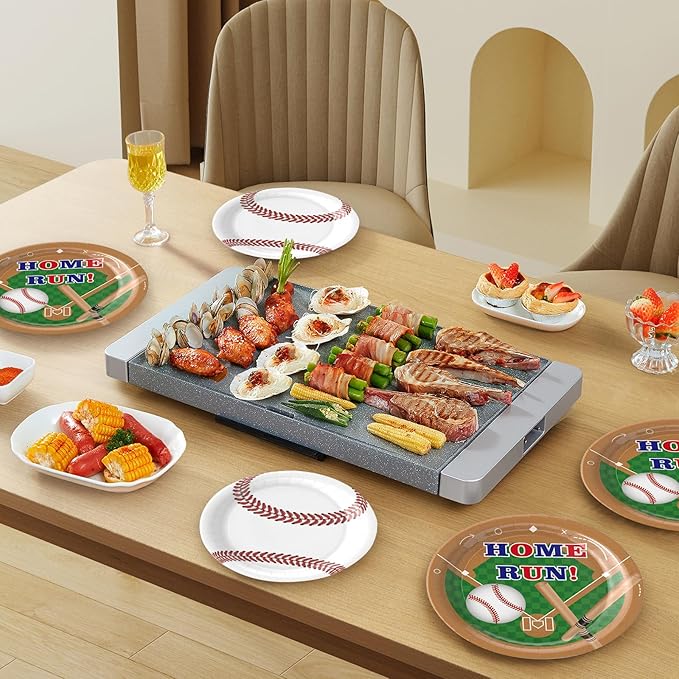 96Pcs Baseball Plates and Napkins Party Supplies- Baseball Birthday Paper Plates Napkins Forks Disposable Dinnerware Party Decor for Baseball Fans Baby Shower Birthday Gatherings Serves 24