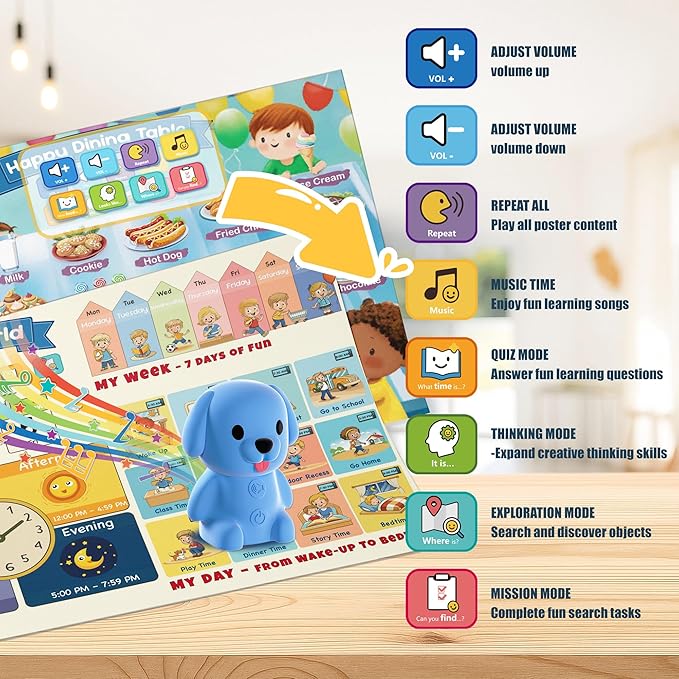 QuTZ Talking Pen Poster Set, Learn to Read Sound Posters, 10 Tap to Read Audio Posters, 500+ Words & Fun Facts, 700+ Interactive Games, Electronic Educational Toy for Kids 3+