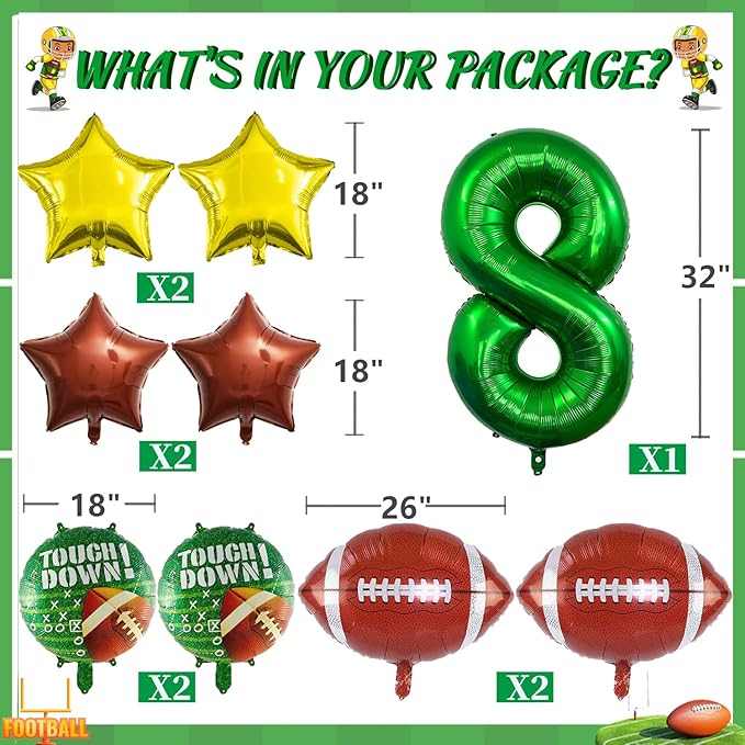 Football Balloons Set Football Birthday Party Decorations Football Touchdown Sports Theme Birthday Party Decoration, Tailgate Game Day Football Theme Supplies Birthday Party Decorations