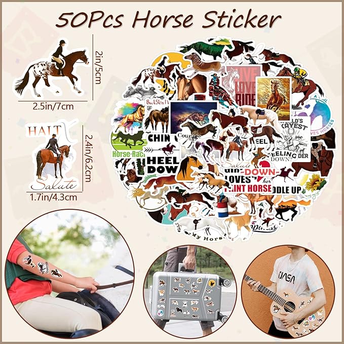Winrayk 110Pcs Horse Birthday Party Favors Supplies, Non-Woven Gift Bags Mini Figurines Make Your Own Stickers, Gifts Toys Kids Western Cowboy Cowgirl Farm Animals Horse Birthday Party Supplies Decor