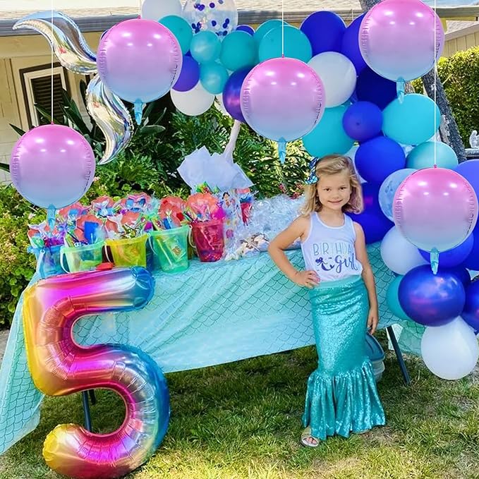 TONIFUL 8Pcs 22Inch Large Colorful Purple 4D Giant Round Foil Balloon 4D Metallic Mylar Sephere Balloons for Christmas New Year Birthday Party Graduation Wedding Bridal Shower Decoration Supplies