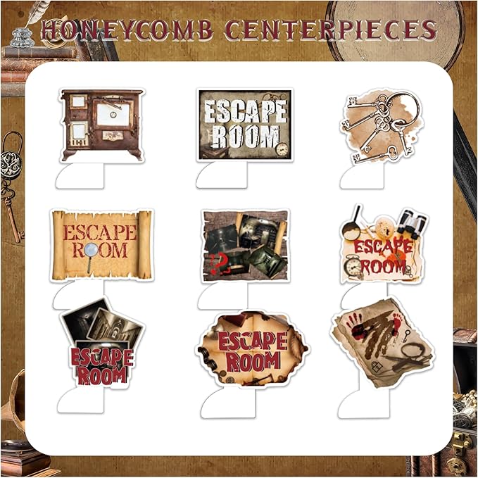 9 PCS Escape Room Honeycomb Centerpieces Table Decorations Escape Room Table Centerpieces for Escape Room Party Supplies Birthday Party Decorations