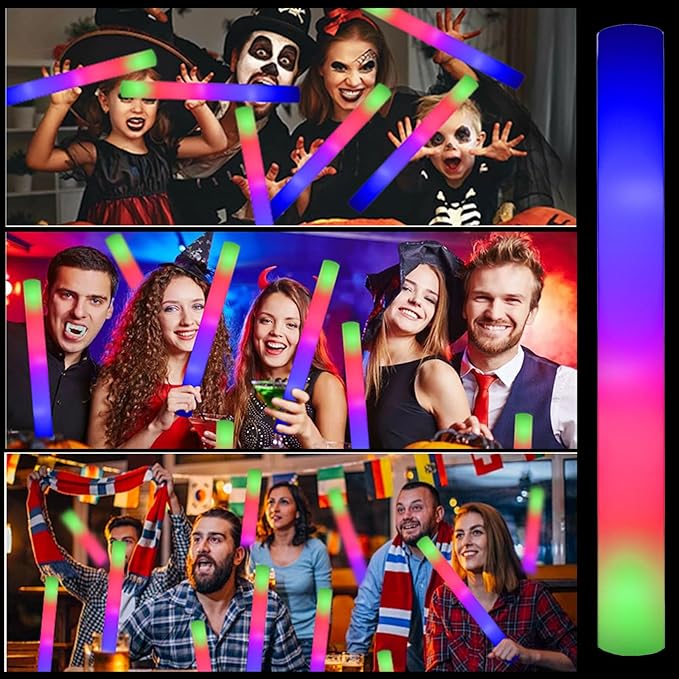 111 pcs Foam Glow Sticks Valentine's Day Party Favors Supplies Flashing Glow Sticks Party Supplies Light Up Baton Wands for Kids, Raves, Birthday, Wedding, Christmas, Children Toy