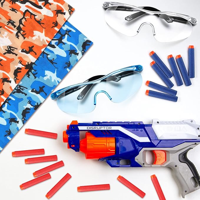 Sosation 32 Pcs Gun Party Supplies and Favors Compatible with Nerf Include Tactical Glasses Face Mask Foam Darts Wrist Ammo Holder Gun Accessories Party Favors