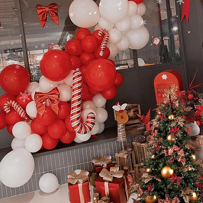 100pcs Red and White Balloons 12 Inch Thickened Latex Red White Balloons for Mother's Day Decoration Valentine's Day Birthday Wedding Mother's Day Christmas Party Decorations
