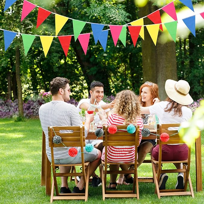 YGEOMER 300pcs Colorful Pennant Banner Flags, 375ft Multicolor Banners Carnival Decorations Supplies for Party Birthday and Shops Decorations