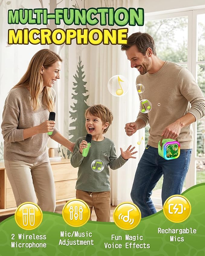 Mini Karaoke Machine for Kids, 2026 TOP Toys Birthday Gifts Ideas for Girls Ages 4, 5, 6, 7, 8, 9, 10, 12+ Years Old, Portable MP3 Player with 2 Wireless Mics for Family Home Party