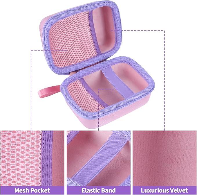 Storage Case Compatible with Yoto Mini Kids Audio Player Travel Device Plays Stories Music Podcast Radio Speaker (Pink + Purple Zipper)