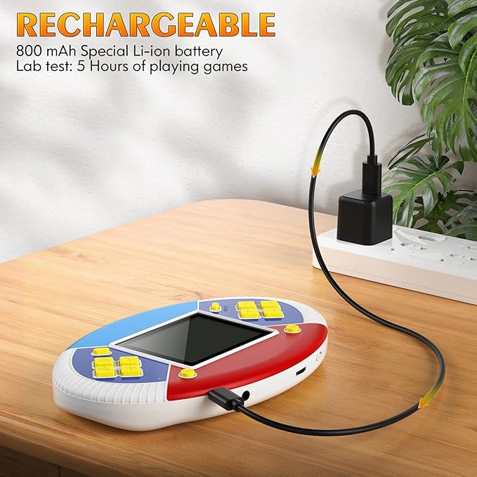 Handheld Games for Ages 14+ Build in 218 Puzzle Leisure Video Games Portable Rechargeable Oval Colorful Gamming System with 3.0” LCD Birthday Christmas Party Gift (White)