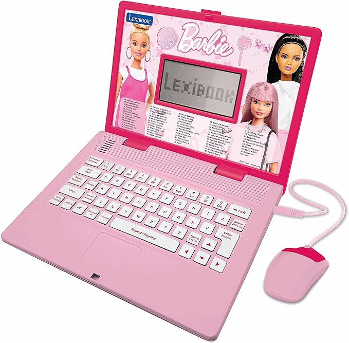 Lexibook Barbie, French/English Bilingual Educational Computer, Toy for Kids with 124 Activities for Learning, Having Fun and Playing The Piano, Pink, Color, JC598bbi1