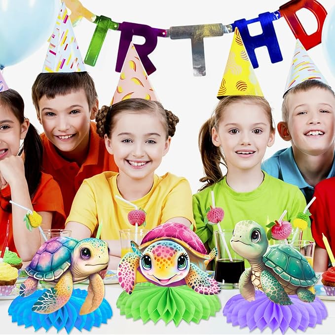 Turtle Party Honeycomb Centerpieces Sea Turtle Birthday Decorations 12Pcs Turtle Party Table Centerpieces Turtles Theme Party Supplies for Ocean Turtles Animals Baby Shower Supplies