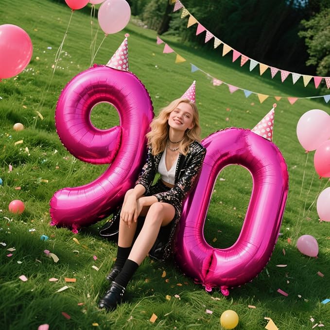 Rose Red Number 9 Balloon 40 Inch,Jumbo Giant Mylar Hot Pink Number 9,Big Large Foil Helium Number Balloons, Digital 9 Helium Balloons for Girls 19 29 Birthday Graduation Princess Party Decorationsn