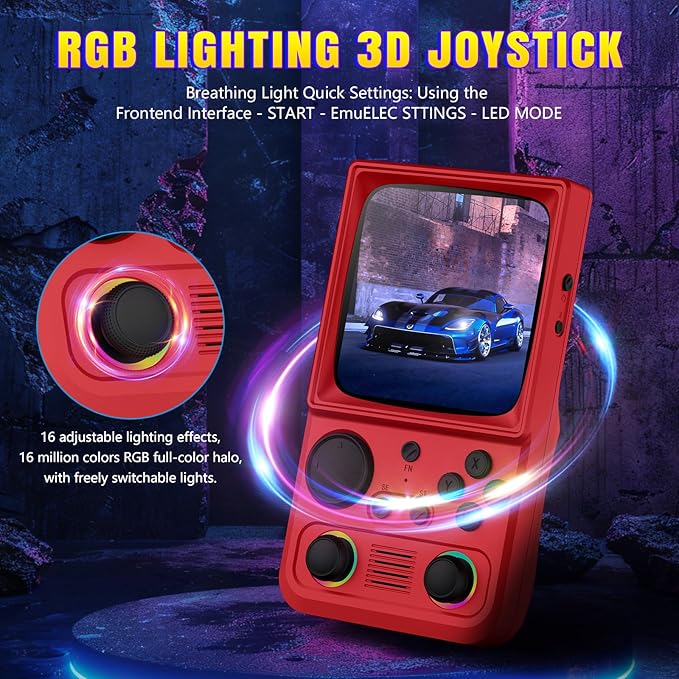 R36TMAX Upgraded Retro Handheld Game Console with 4000mAh Battery, 4.0'' IPS Screen, Retro Gaming Console with Portable Case, Supports WiFi Networked Fighting and OTG (128GB Red)