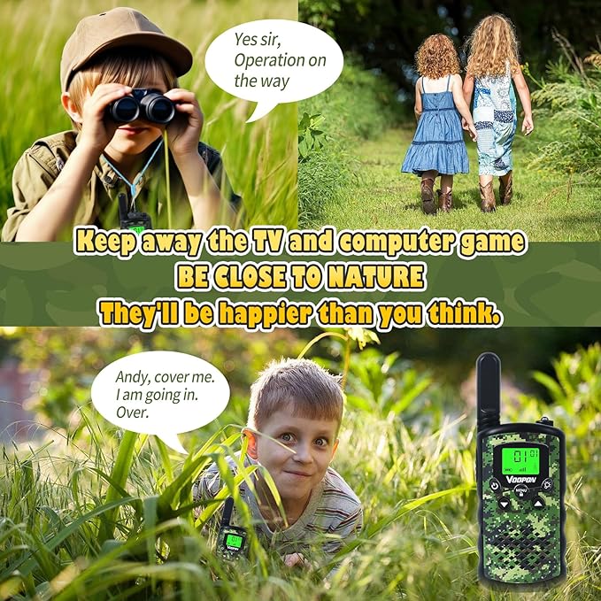 Walkie Talkies for Kids Camouflage Toys 2 Way Radios 22 Channels Long Range Gifts for Boys and Girls Age 4 to 12 5 6 7 8 9 Years Old for Army Outdoor Camping Games Soldier Birthday Presents