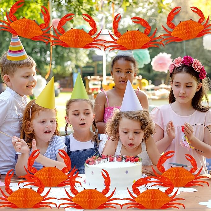 12Pcs Crab Party Decorations Crab Lobster Honeycomb Centerpiece Lobster Decor for Table Summer Sea Animal Beach Baby Shower Birthday Party Supplies