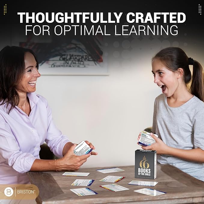 Briston 66 Books of The Bible Flashcards – Christian Learning Cards for Kids & Adults, Study Tool for Sunday School & Bible Study, Old & New Testament Overview Cards, Scripture Education Set