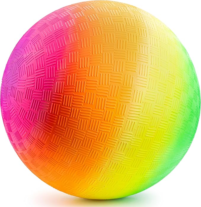 Rainbow Playground Balls - 8.5Inch (Pack of 12) Rubber Bouncy Inflatable Balls for Kids and Adults, Indoor and Outdoor Games, Kickball, Dodgeball, Four Square, Dodge Ball, Handball