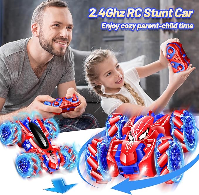 Spider Remote Control Car, Double Sided RC Cars with 360° Cool Rotation, 2.4 GHZ Rechargeable Stunt RC Cars, Remote Control Cars for Kids 4 5 6 7 8 9 10 11 12, Birthday/Valentine's Day Gifts for Kids