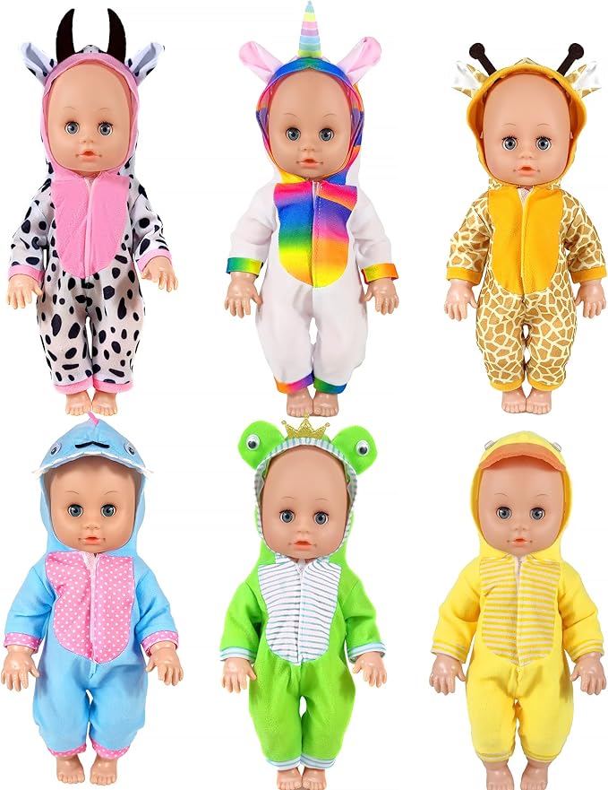 Doll Clothes,12 inch Baby Doll Clothes[6 Sets Animal Styling ] Valentine's Gift for 10/ 11 /12 inch Baby Girl&Boy Dolls