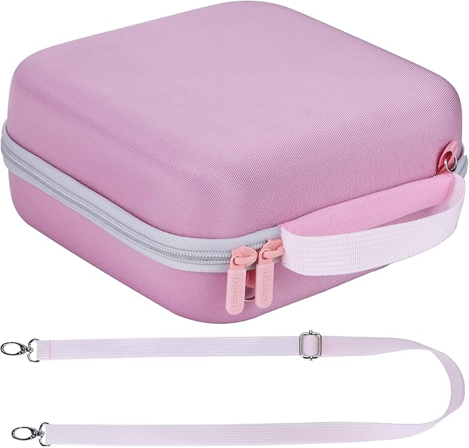 Storage Case Compatible with Yoto Mini Kids Audio Music Player & Yoto Headphones Children Speaker Plays Audiobook Cards Radio (Pink + Off White Case)