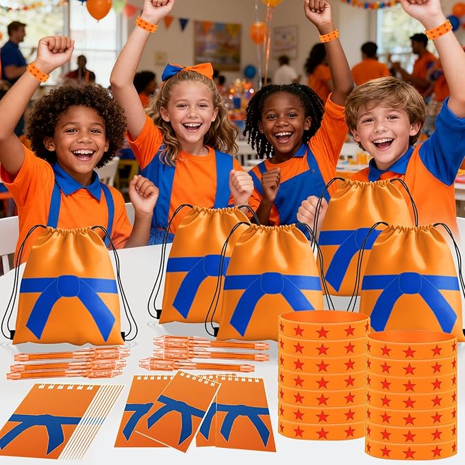 Dragon Party Favors, Anime Themed Birthday Party Supplies & Goodie Bags for Kids, Include Drawstring Bags Notebook Silicone Bracelet Highlighter for Gifts Fillers