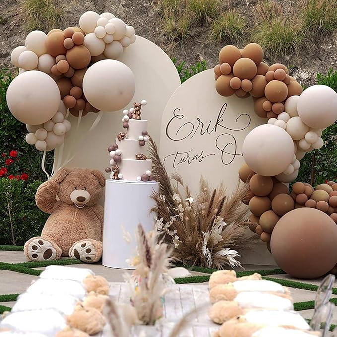 KALOR 22 Inch White Sand Ball Foil Balloons,10 Pcs Beige Large 4D Giant Round Foil Balloon for Birthday Party Baby Shower Gender Reveal Supplies
