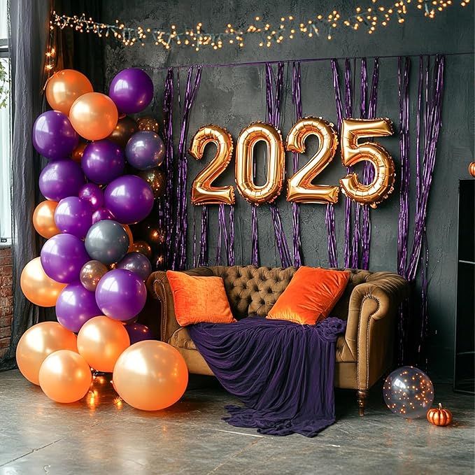 PartyWoo Purple Streamers Foil Fringe Curtain 3pcs 8.2ft Metallic Tinsel Lavender Backdrop for Birthday Graduation Bachelorette Mardi Gras Door Supplies Photo Booth Wedding Party Decorations