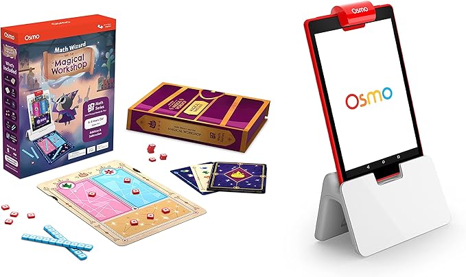 Osmo - Math Wizard and The Magical Workshop for Fire Tablet Bundle - Ages 6-8/Grades 1-2 - Addition & Subtraction - Curriculum-Inspired - STEM Toy Fire Tablet Base Included