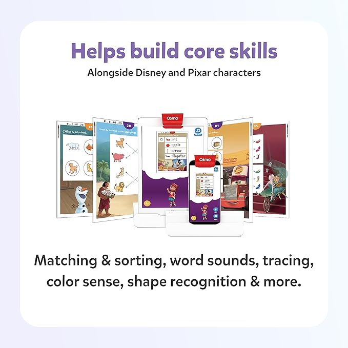 BYJU’S Learning Kit: Disney, Pre-K Premium Edition (App + 9 Workbooks) - Preschool, Ages 3-5, Featuring Disney & Pixar Characters- Learn Numbers, Letters, Shapes & Colors - Osmo iPad Base Included
