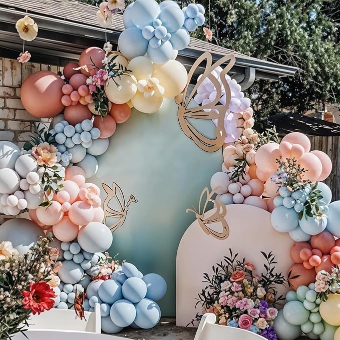 Pastel Balloon Arch Kit,122Pcs Pink Blue Yellow Purple Metallic Gold Macaron Yellow Colorful Balloons for Boho Bridal Wedding Birthday Baby Shower Engagement Anniversary Graduation Party Decorations