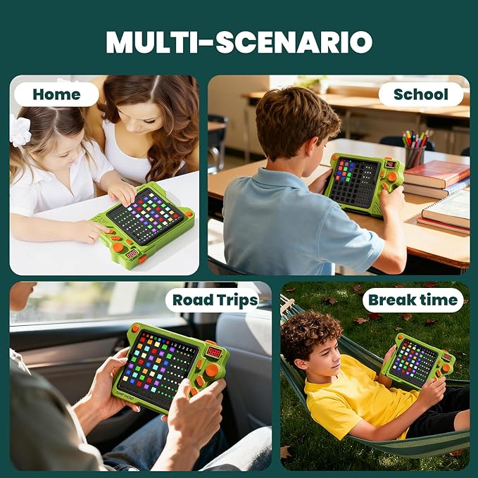 Super Decoder Game, 4-in-1 Code Breakers Puzzle Game, Handheld Games for Kids and Adults, Birthday Gift for Boys and Girls, Travel Games for Road Trip (Green)