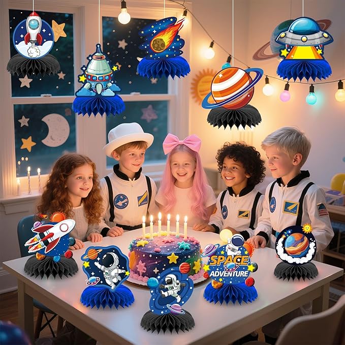 10 Pcs Space Party Decorations,Double Sided Space Centerpieces Space Party Favors for Birthday Home Outside Space Planet Themed Supplies