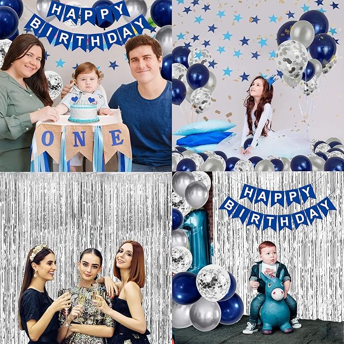 Birthday Decorations for Men, Blue Birthday Party Decorations for Him Her Men Women Boys Girls, Happy Birthday Balloons for Party Decor Suit For 16th 20th 21st 22th 25th 30th 35th 40th 50th 60th 70th