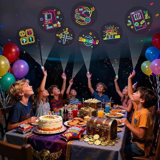 LovesTown 24PCS LED Finger Lights for Kids, Video Game Party Favors Finger Lights Glow in The Dark Supplies for Gamer Birthday Party Decorations Goodie Bags Easter Basket Stuffers Classroom Prizes