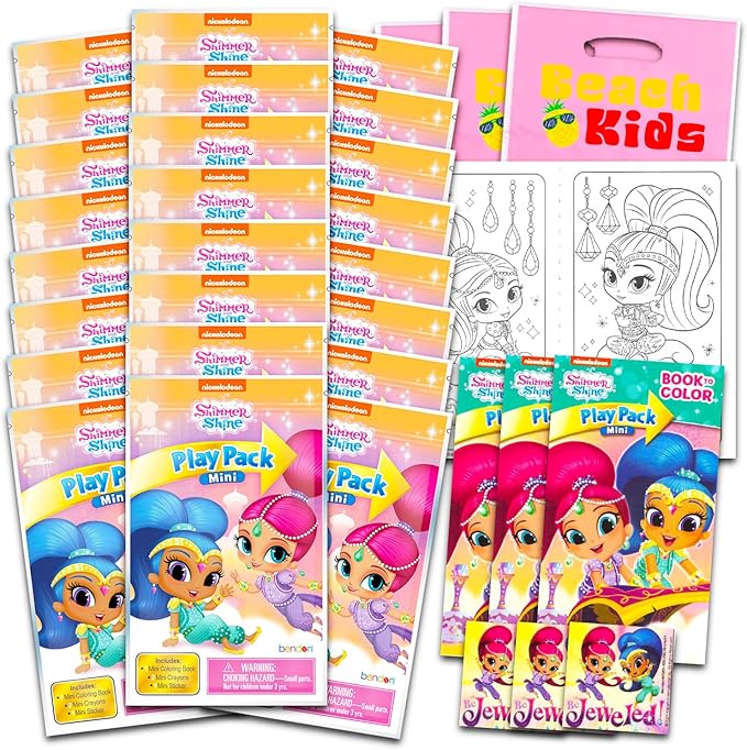 Shimmer and Shine Mini Party Favor Set - Bundle with 24 Nick Jr Genie Play Packs of Coloring Pages, Stickers, More | Nickelodeon Birthday Supplies