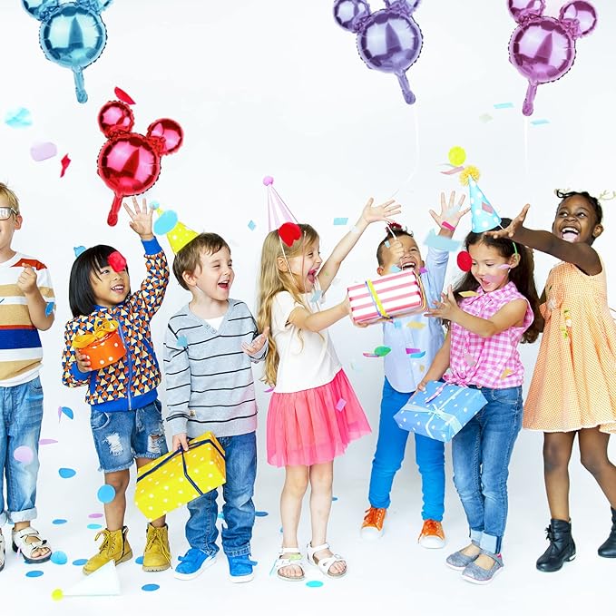 24 Pcs Mouse Head Foil Balloons Colorful Mouse Birthday Mylar Balloons Party Supplies Kit Mouse Aluminum Foil Balloon for Kids Birthday Baby Shower Theme Party Decoration Supplies Photo Props,16"