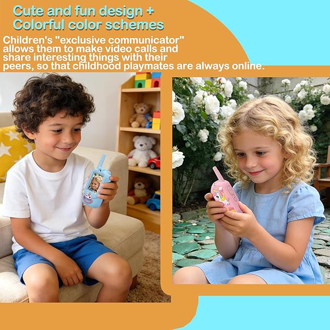 2 Pack Video Walkie Talkies for Kids Rechargeable Digital Toy Walkie-talkies with Camera Long Range for Boys Girls Age 3-5 Children