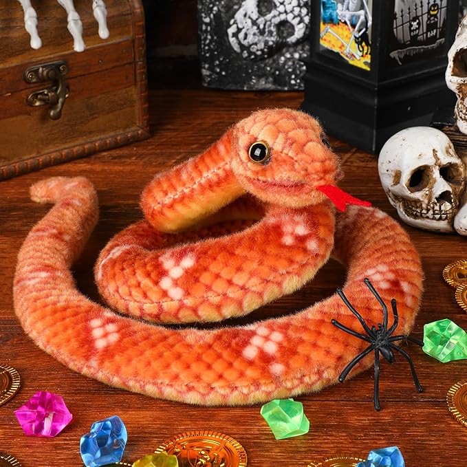 Snake Plush, Stuffed Snake Animal, 27 in Small Toy Snakes for Kids, Giant Stuffed Animals Snake, Lifelike Plush Snake for Birthday Present Party Prank Prop (Brown)