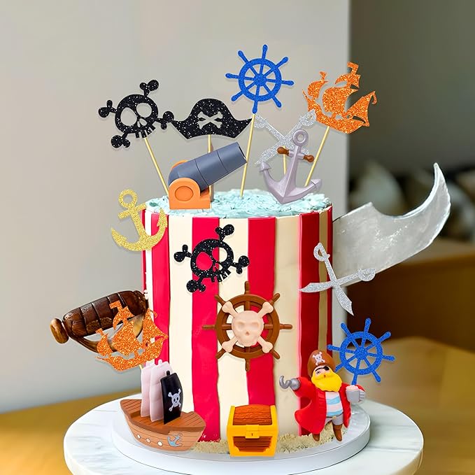 Pirate Birthday Cake Decoration Pirate Birthday Party Supplies Treasure Chest Cake Decoration Pirate Cupcake Picks Pirate Ship Cake Decoration Treasure Hunt Cake Decor