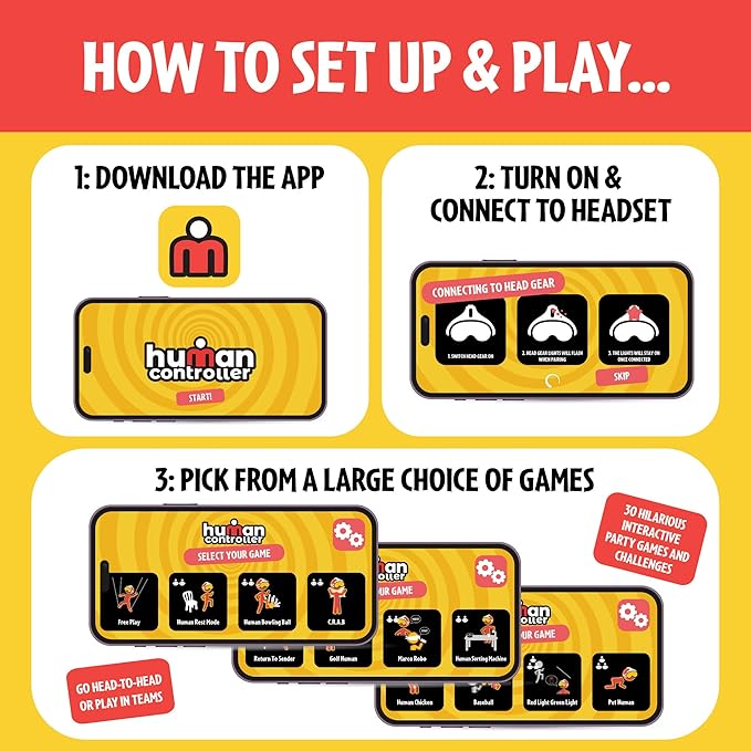 TOMY Human Controller Party Game - Interactive Blindfolded Trust Game with App Control and 30 Challenge Modes - Teen and Adult Games for Parties- Ages 14+