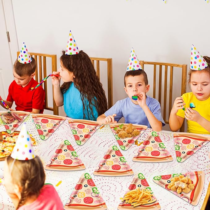 100Pcs Pizza Party Paper Plates Pizza Birthday Party Decorations Pizzas Tableware Dinnerware Set Italian Pizzas Dessert Plate for Picnics Birthday Baby Shower Parties Favor Supplies