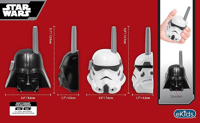 eKids Walkie Talkies for Kids, Static Free and Extended Range, Indoor and Outdoor Toys (Star Wars)