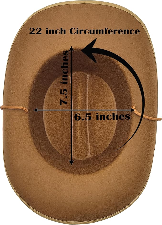 The Dreidel Company Cowboy Felt Western Hat, 22" Circumference Dress Up Costume Clothes for Kids, Pretend Play, Party Favors