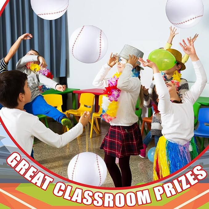 12 Pcs Baseball Party Favors Punching Balloons for Kids PVC Inflatable Punch Balloon Bouncy Balls with Rubber Band Handle Goodie Bags Stuffers for Baseball Birthday Supplies Pool Decoration