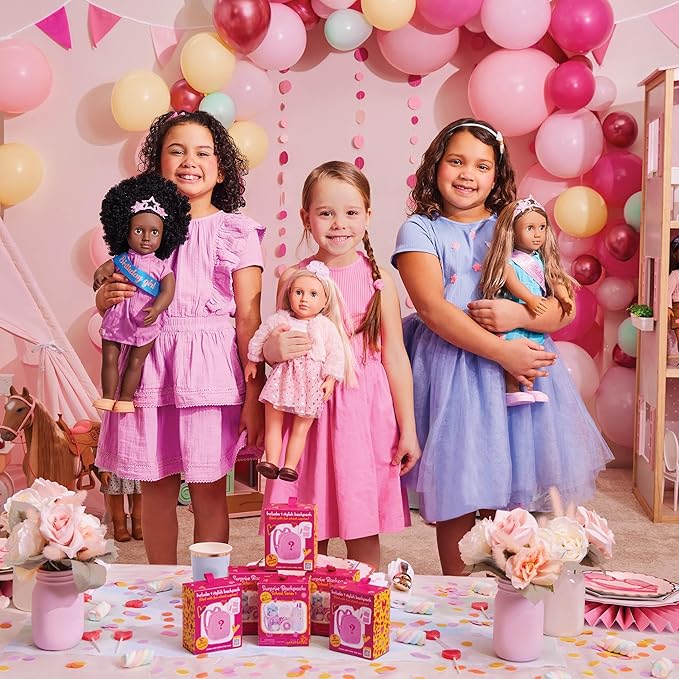 Our Generation - Pink Vanity Table and Chair Set - Makeup & Mirror - 18" Doll Accessories - Imaginative Play - Toys for Kids 3 and Up - Fabulous Play Set of