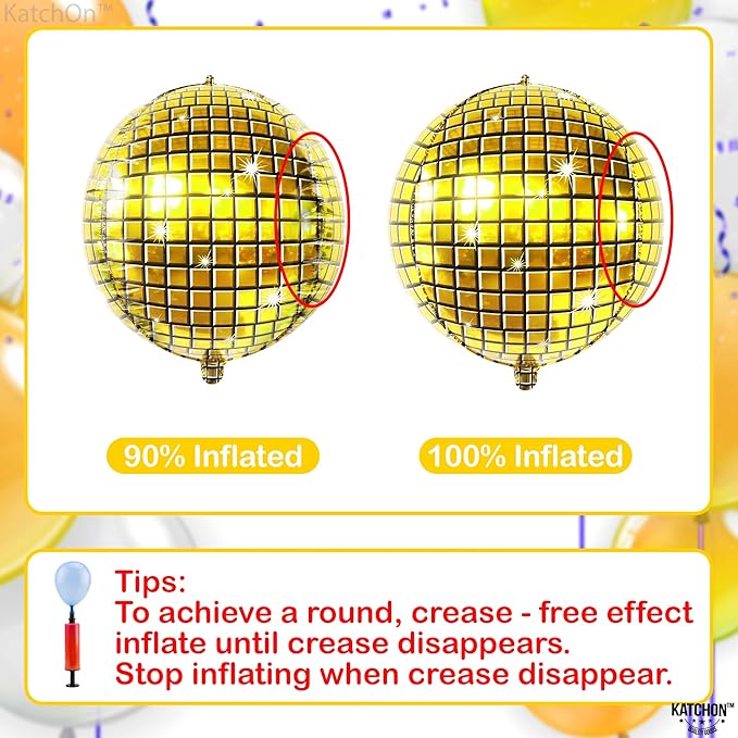 KatchOn, Huge Gold Disco Ball Balloons - 22 Inch Pack of 6 | 4D Disco Balloon for Golden Birthday Party Decorations, Gold Party Decorations | Disco Ball Decoration, Graduation Decorations 2026