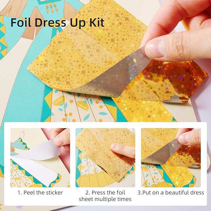 MiDeer 4-in-1 Dress Up Games Set, Princess Art Craft Kits with Makeup Books, Stickers & Diamond Painting, Mess-Free Safe DIY Art Activity, Travel Toys, Ideal Birthday for Girls 4-8+